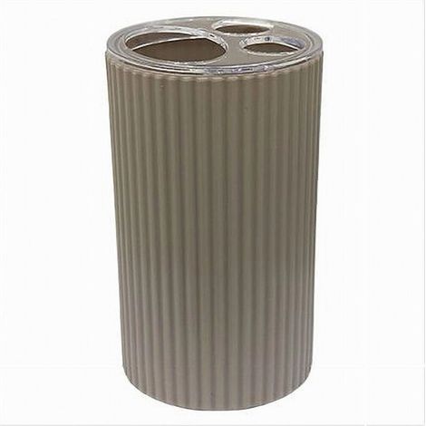 Porte-Brosse De Salle De Bain - 3 Orifices - Dimensions 7 X 11 5 Cm - Beige Rayé - 1 Pièce (1/4)