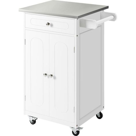 Pour la cuisine faciliter le rangement chariot de service îlot à roulettes 1 tiroir placard 2 portes plateau inox (1/5)