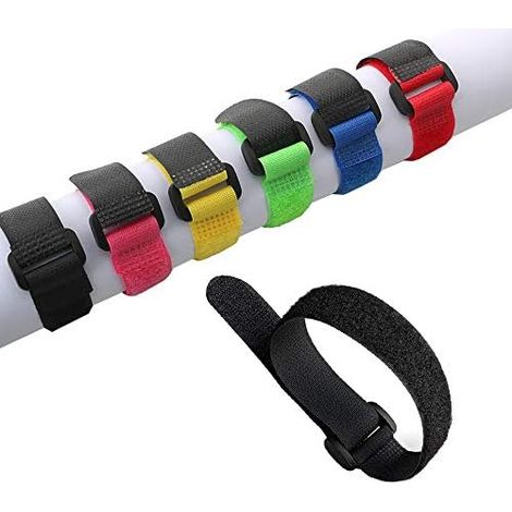 30 Pièces 20 cm Sangles de Câble Coloré, Attaches Réutilisables, Serre-Câbles, Fixation à Crochet et Boucle, pour La Gestion des Câbles (6 Couleurs) - (1/4)