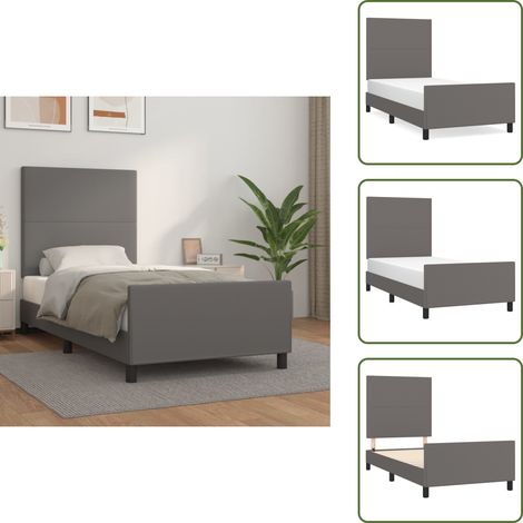 Cama con cabecero - vidaXL Estructura de cama sin colchón cuero sintético gris 90x190 cm - Cama gris