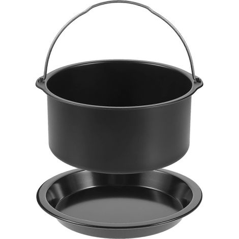 Set bestehend aus Airfryer-Topf, Airfryer-Kuchenform, antihaftbeschichtetem Airfryer-Korb und wiederverwendbarem Backblech-16.3x16.3cm-Black (1/4)