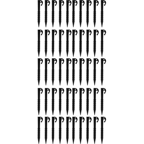 Piquets De Tente 50 Pièces 5,5 Pouces ABS Haute Résistance Pour Camping Plage Extérieur Noir (1/4)