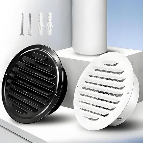 Grille De Ventilation Ronde - 1 Pièce - Acier Inoxydable - Sortie D'air Avec Persiennes - Pour Mur Intérieur Extérieur - Noir 50mm (1/5)