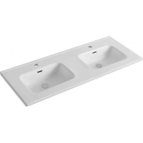 Lavabo double en céramique à encastrer 120,5x47x18 cm