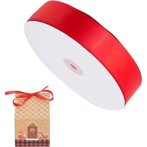 Geschenkband, 91 m lang, rot, Polyester, Rolle, für den Heimgebrauch, Konditoreien und Geschenkläden (1/5)