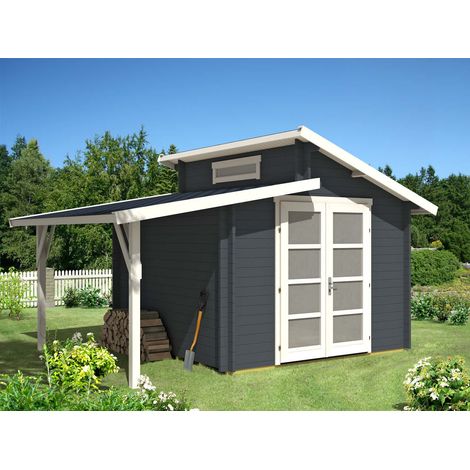 Alpholz Gartenhaus Aktiva mit Schleppdach Gartenhaus aus Holz, Holzhaus mit 40 mm Wandstärke inklusive Schleppdach, Blockbohlenhaus mit Montagematerial (1/5)