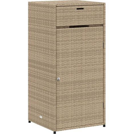 Armario de almacenamiento para jardín de 55 x 55 x 111 cm amplio espacio práctico estilo contemporáneo resina tejida beige 020047435 (1/5)