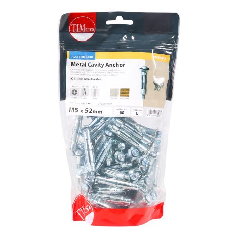 TIMCO Metal Cavity Anchors Silver - M5 x 52 (60mm Screw)