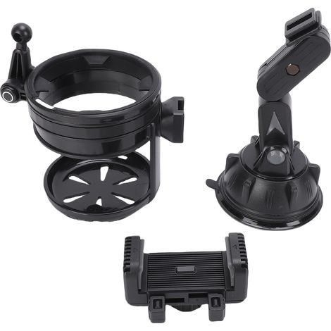 Support pour Téléphone et Porte-Gobelet pour Voiture, 2 en 1, Fixation Rotative 360° par Ventouse Nano Compatible 4-7,2 Pouces, Gris ABS (1/5)