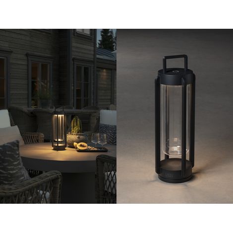 LED Outdoor Laterne OTRANTO USB aufladbar für Boden & Tisch, Schwarz Höhe 44cm (1/5)