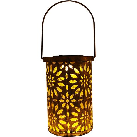 Lanterne Solaire Décorative en Fer pour Jardin et Cour Étanche avec Poignée Effet Décoratif Rustique Lampe Solaire D Légère (1/5)