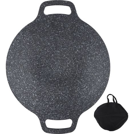 Poêle ronde coréenne en aluminium antiadhésif revêtement pierre médicale pour viandes fruits de mer 34 cm (1/5)