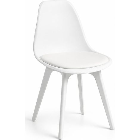 ORION91oficial® - Silla DIONE Asiento Piel Sintética Acolchado y Patas Color Blanco, 46x39x82cm Comedor Oficina Salón Teletrabajo Cocina – spaziOrion91 - Unidad (1/5)