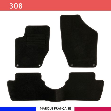 Tapis de voiture sur mesure pour Peugeot 308/308SW (2007-2013) – 3 pièces – Antidérapant AUTOGRIP® – Contour velours renforcé (1/4)