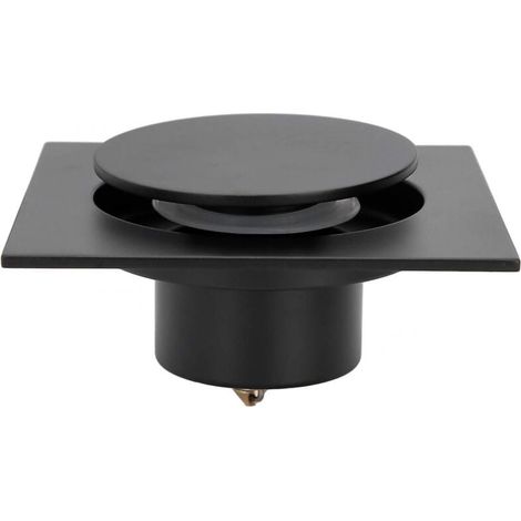 Quadratischer Duschablauf für Badezimmer, Edelstahl, geruchsabweisend, für Küche, Bad, Garage, Keller, Toilette, 10 x 10 cm (schwarz) (1/4)