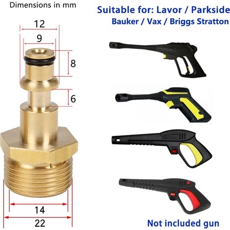 (Gris clair) Raccord M22 14 mm pour tuyau de nettoyeur haute pression - Pièces de rechange et accessoires pour Karcher, Lavor et Bosch (1/5)