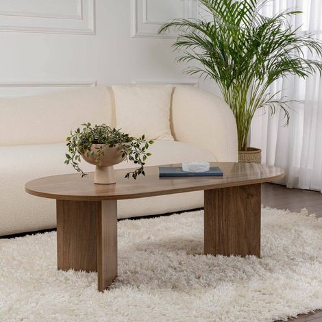 mesa de centro\ da salotto Parrano, Tavolo basso da caffè, Portariviste per divano, Ripiano da soggiorno, 119x60 h40 cm, Noce (1/5)