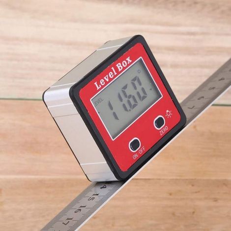 Rapporteur d'angle LCD Numérique Inclinomètre 4-90°,Mesureur d'Angle Electronique Rouge de Haute Précision pour Menuiserie, (1/5)