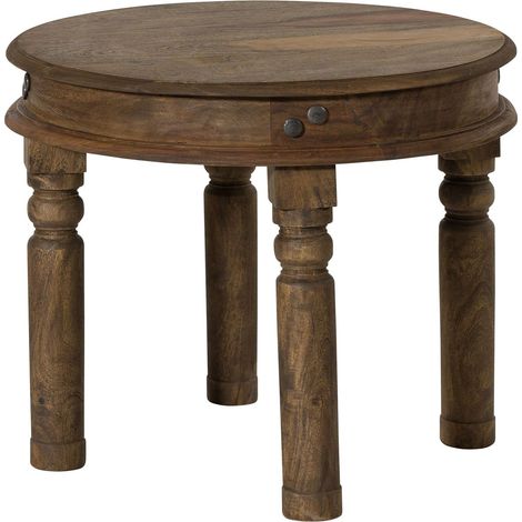 Couchtisch Sheesham rund Ø 60 cm grau geölt LEEDS 05 (1/3)