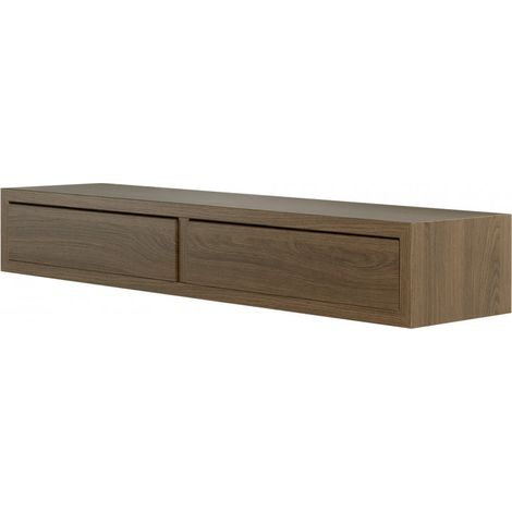 Estantería de pared con cajón, mesita de noche suspendida, estante de pared, roble tabaco, 88,2 x 13,4 x 23,7 cm - Domino Maxi (1/5)