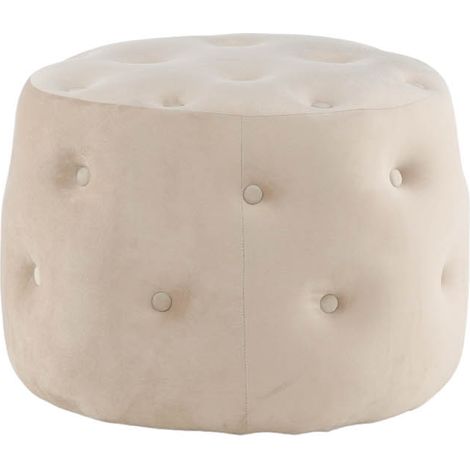 Benjamin Pouf, Hocker Ø55cm Velour weiß.