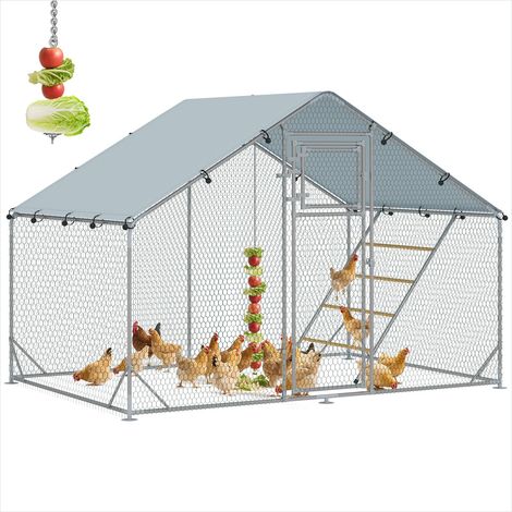 Poulailler enclos 6 m² acier galvanisé avec toit Oxford Argent (1/5)