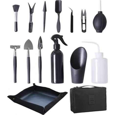 15 Pièces Outils pour Plantes Succulentes - Tapis de Rempotage de Plantes et Sac de Rangement, Mini Outils de Transplantation de Jardin pour l'Entretien des Plantes de Fleurs Fées Miniatures In (1/5)