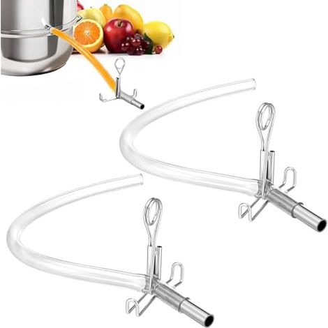 lot de 2 kits de tuyaux pour extracteur de jus, 2 tuyaux en silicone transparents, 2 tubes en acier inox, 2 colliers de serrage, pièce de rechange originale pour extraction vapeur douce