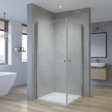 Duschkabine Pendeltüren Eckeinstieg 70 75 80 90 100 cm Dusche Duschwand Duschabtrennung Drehtüre 180° Schwingtür aus 5 mm Sicherheitsglas (ESG) 15. 100x100x187 cm (1/5)