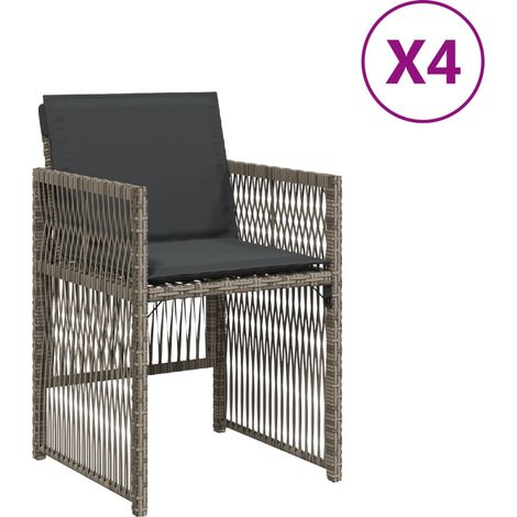 Lot de 4 Chaises de jardin,Chaise d'extérieur avec coussins gris résine tressée CFW3288040 (1/5)