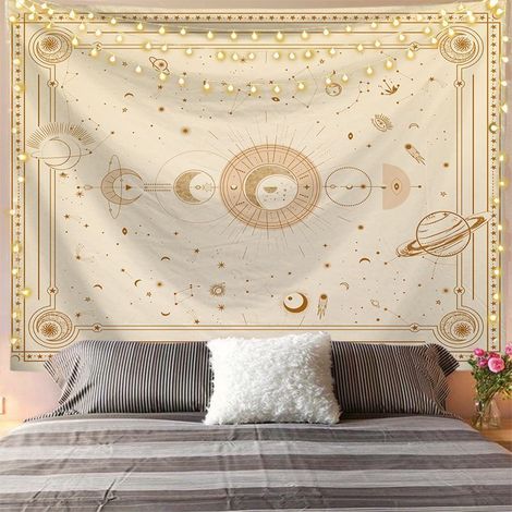 150 x 200cm Tapisserie Phases de Lune Blanc Tapisserie Lune Noir Blanc Tapisserie Blanc Tapisserie Gothique Tapisserie Indienne Mandala Psychédélique Déco murale astuce (1/5)