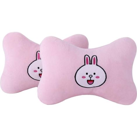 Lot de 2 coussins appuie-tête pour voiture, coussin cervical motif dessin animé, coussin de siège auto doux et confortable, coussin appuie-tête universel pour les voyages et la maison (rose) Marque : (1/3)