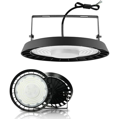100W Eclairage LED Garage, 10000LM 6500K Blanc Froid UFO Éclairage Plafonnier Lampe avec Support, Projecteur LED Intérieur, IP65 Étanche Lumiere de Plafond pour Garage, Entrepôt, Gymnase (1/5)