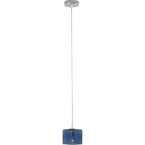 Suspension Talisker Carrée en Verre Bleu E14 IP20 - Lustre à Lumière Directe en Verre Fait Main pour Intérieur - Groupe Rossini (1/5)