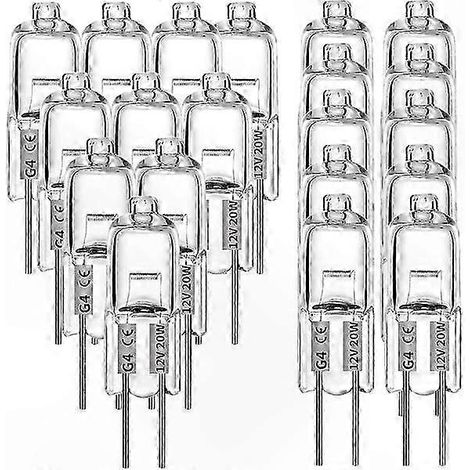 G4 12V 10W warmweiße Halogenlampen, 20er-Packung für Ambiente- und Dekorationsbeleuchtung. (1/5)
