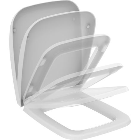 Sedile WC VENTUNO con coperchio, cerniere in acciaio inox chiusura rallentata bianco IDEAL STANDARD (1/5)