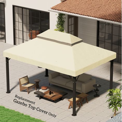 Techo pabellón 3x4 m doble resistente crema exterior OKMYHOME (1/4)