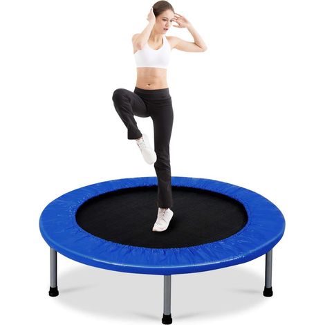 GOPLUS Mini Trampoline Fitness Pliable, Trampoline de Sport Silencieux pour Interieur et Exterieur avec Tapis de Securite, Charge Max 100KG, pour Adultes et Enfants (1/3)