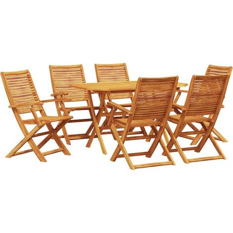 Ensemble table et chaises de jardin marron 7 pièces (1/5)