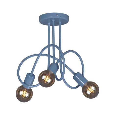 Plafonnier enfant loft bleu métal Kaja Malva 3xE27