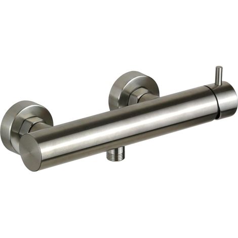 Mitigeur de douche extérieur modèle rond en acier AISI 316 Pollini Jessy Steel MXEDMC16CAS Acier inoxydable
