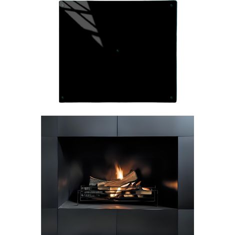 BASE DE CRISTAL PARA CHIMENEA, VIDRIO TEMPLADO NEGRO CABRA, DIMENSIONES 60x52cm (1/5)