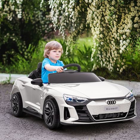 Blanc - Voiture électrique 12V 3-5 ans, double moteur, 3-5 km/h, ceinture, télécommande, suspension, musique/LED/klaxon