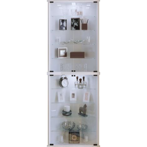 Ebuy24 – Vitrine d'affichage en verre de sécurité ESG – Cadre en bois replica – 182x67x23 cm – Huit étagères – Support de sécurité (1/3)