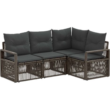 Gartensofa-set 4 pcs Grau Poly-Rattan vidaXL