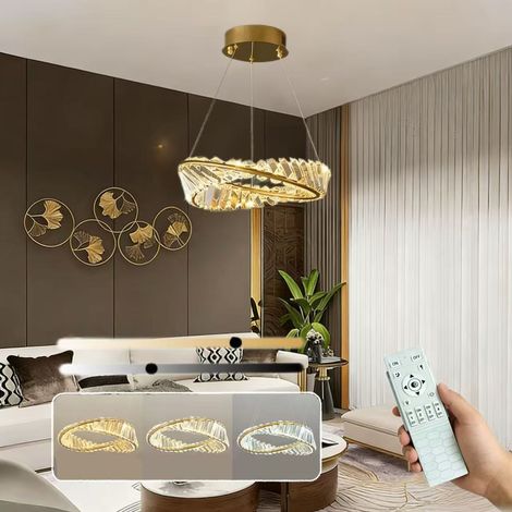 Lustre en cristal LED, dimmable, 40 cm — Plafonnier LED, luminaire décoratif, suspension décorative d'intérieur (1/5)