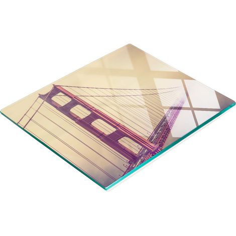 Tablero de vidrio templado con dise帽o decorativo del puente de San Francisco, 60x52 cm.