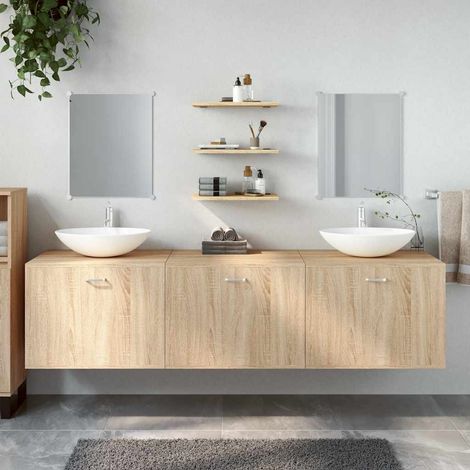Ensemble de meubles salle de bain 6 pcs-Meuble de salle de bain chêne bois d'ingénierie 589631 (1/5)