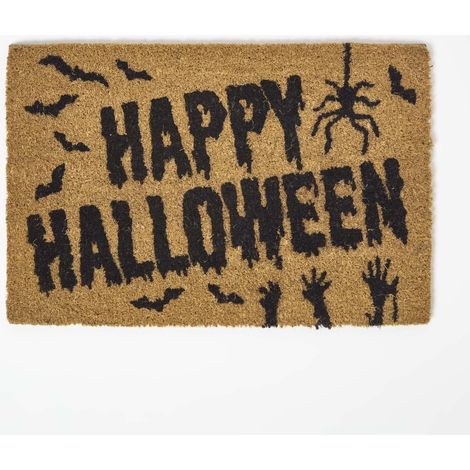 HOMESCAPES Happy Halloween Non-Slip Coir Doormat, 40 x 60 cm (1/4)