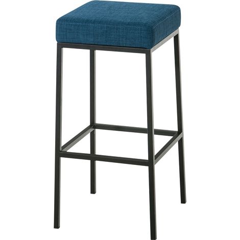 Sgabello bar altezza seduta 76 cm con poggiapiedi design moderno tessuto blu 100001225